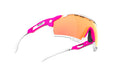 Rudy Project Cutline running and cycling sport and sport prescription sunglasses#color_cutline-pink-fluo-matte-frame-with-multilaser-orange-lenses-white-bumpers