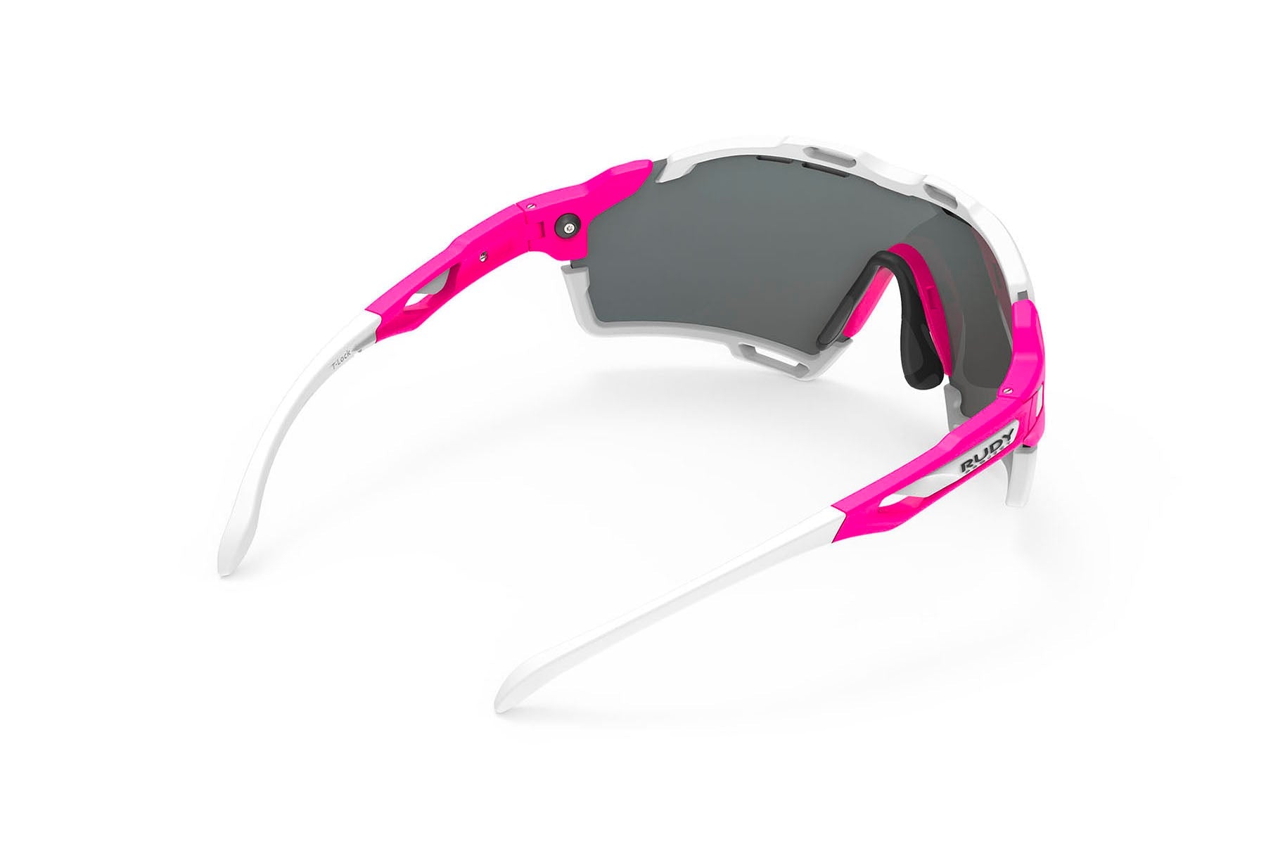 Rudy Project Cutline running and cycling sport and sport prescription sunglasses#color_cutline-pink-fluo-matte-frame-with-multilaser-orange-lenses-white-bumpers