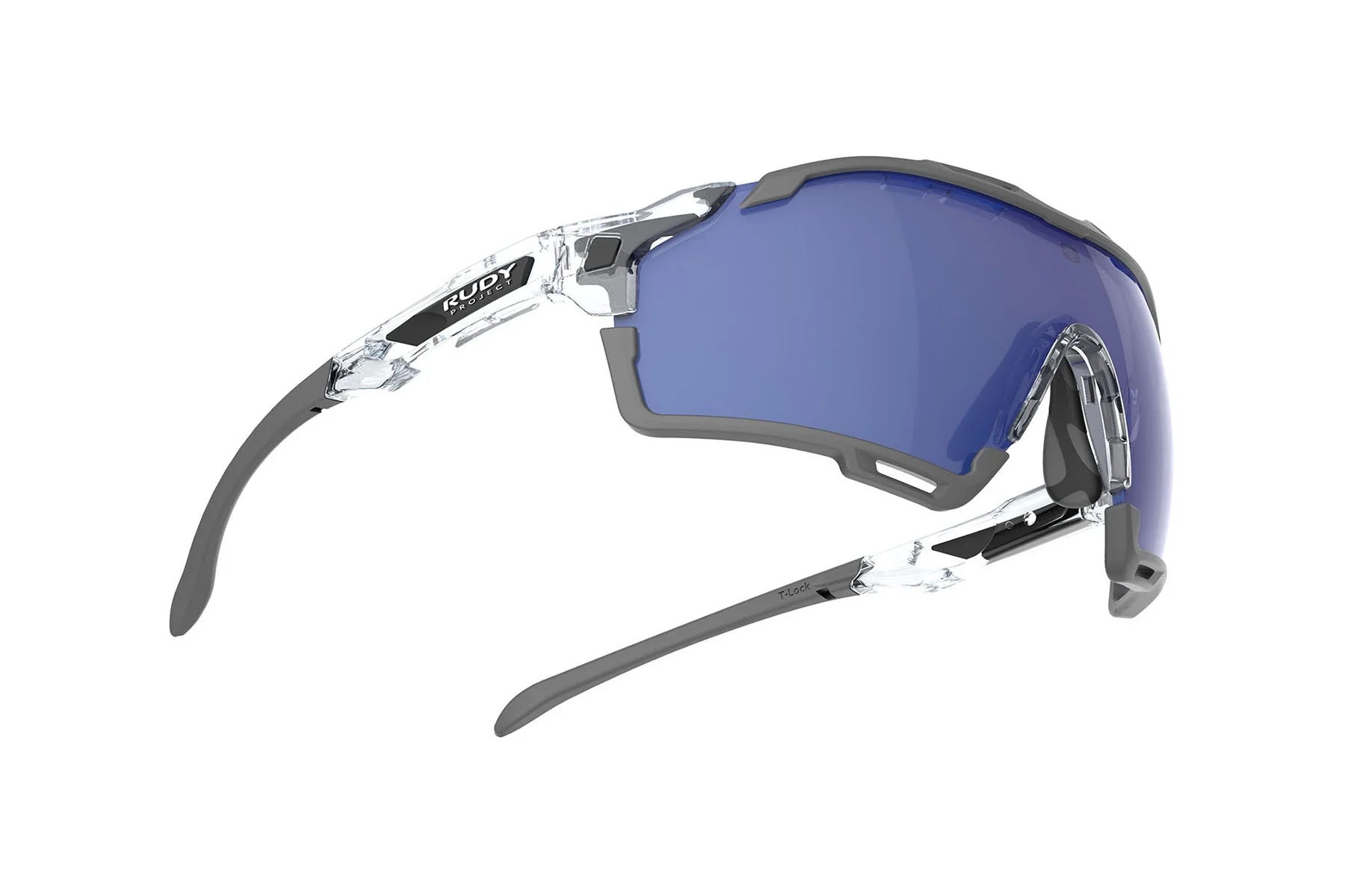 Rudy Project cycling sunglasses#color_cutline-crystal-gloss-frame-with-multilaser-deep-blue-lenses-grey-bumpers