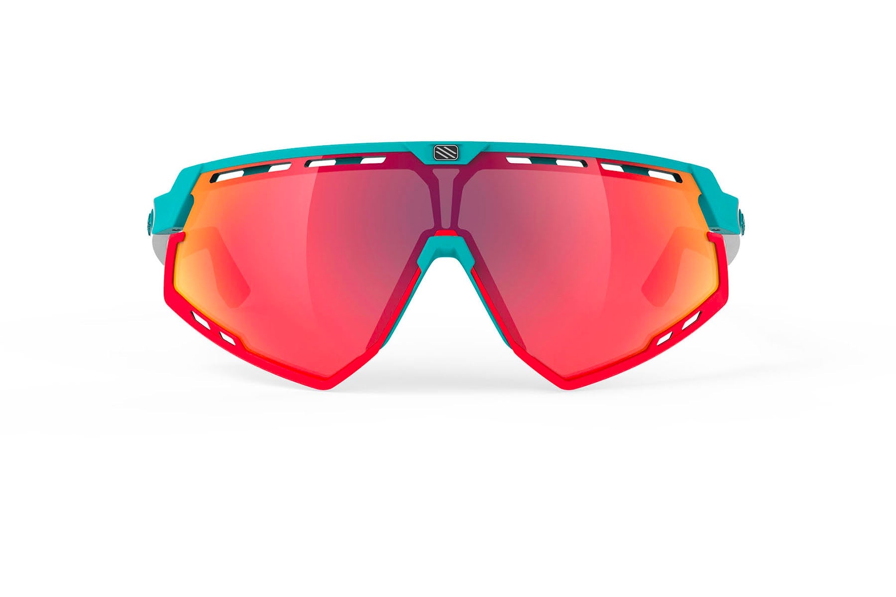 Rudy Project Defender running and cycling sport and sport prescription sunglasses#color_defender-emerald-white-matte-with-multilaser-red-lenses-red-fluo-bumpers