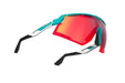 Rudy Project Defender running and cycling sport and sport prescription sunglasses#color_defender-emerald-white-matte-with-multilaser-red-lenses-red-fluo-bumpers