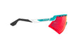 Rudy Project Defender running and cycling sport and sport prescription sunglasses#color_defender-emerald-white-matte-with-multilaser-red-lenses-red-fluo-bumpers