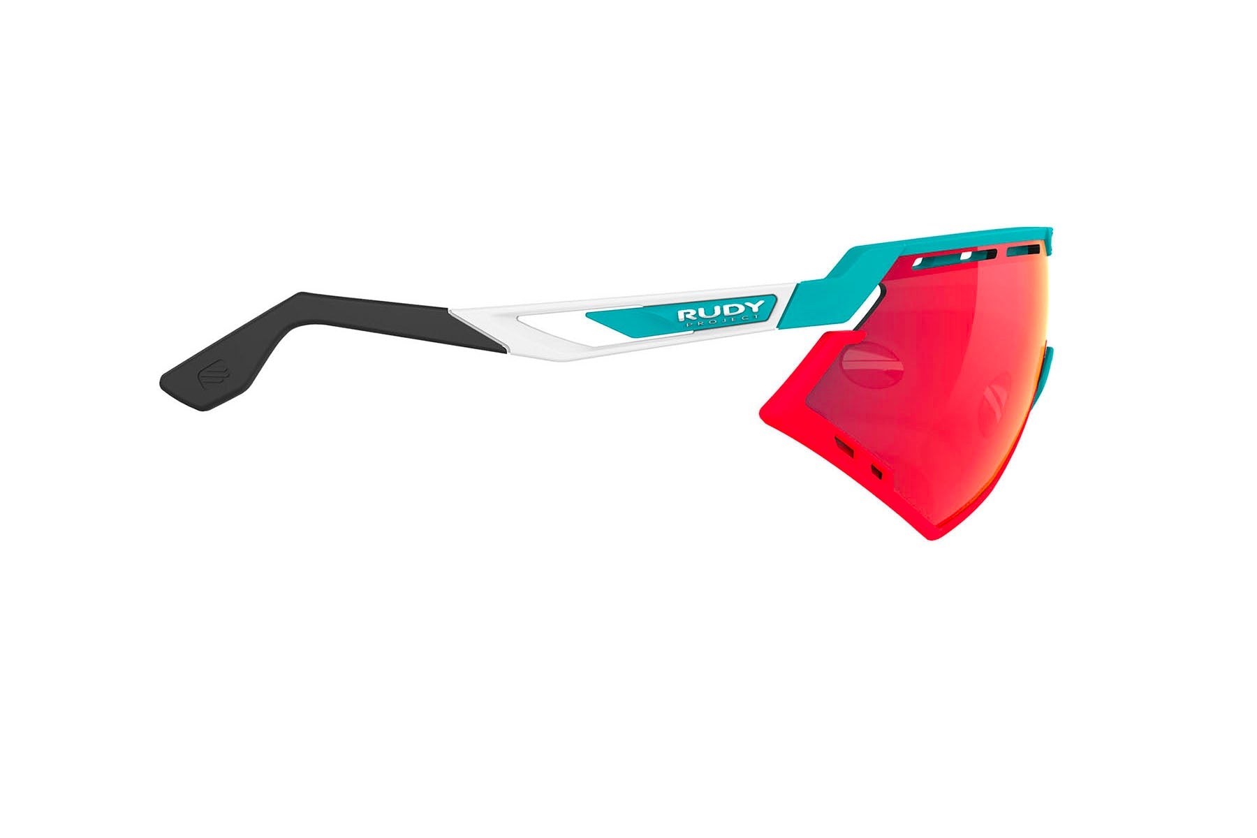 Rudy Project Defender running and cycling sport and sport prescription sunglasses#color_defender-emerald-white-matte-with-multilaser-red-lenses-red-fluo-bumpers