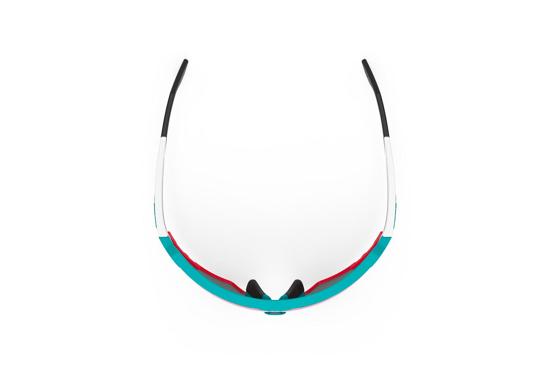 Rudy Project Defender running and cycling sport and sport prescription sunglasses#color_defender-emerald-white-matte-with-multilaser-red-lenses-red-fluo-bumpers