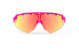 Rudy Project Defender running and cycling sport and sport prescription sunglasses#color_defender-pink-fluo-matte-frame-with-multilaser-orange-lenses-white-bumpers