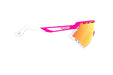 Rudy Project Defender running and cycling sport and sport prescription sunglasses#color_defender-pink-fluo-matte-frame-with-multilaser-orange-lenses-white-bumpers
