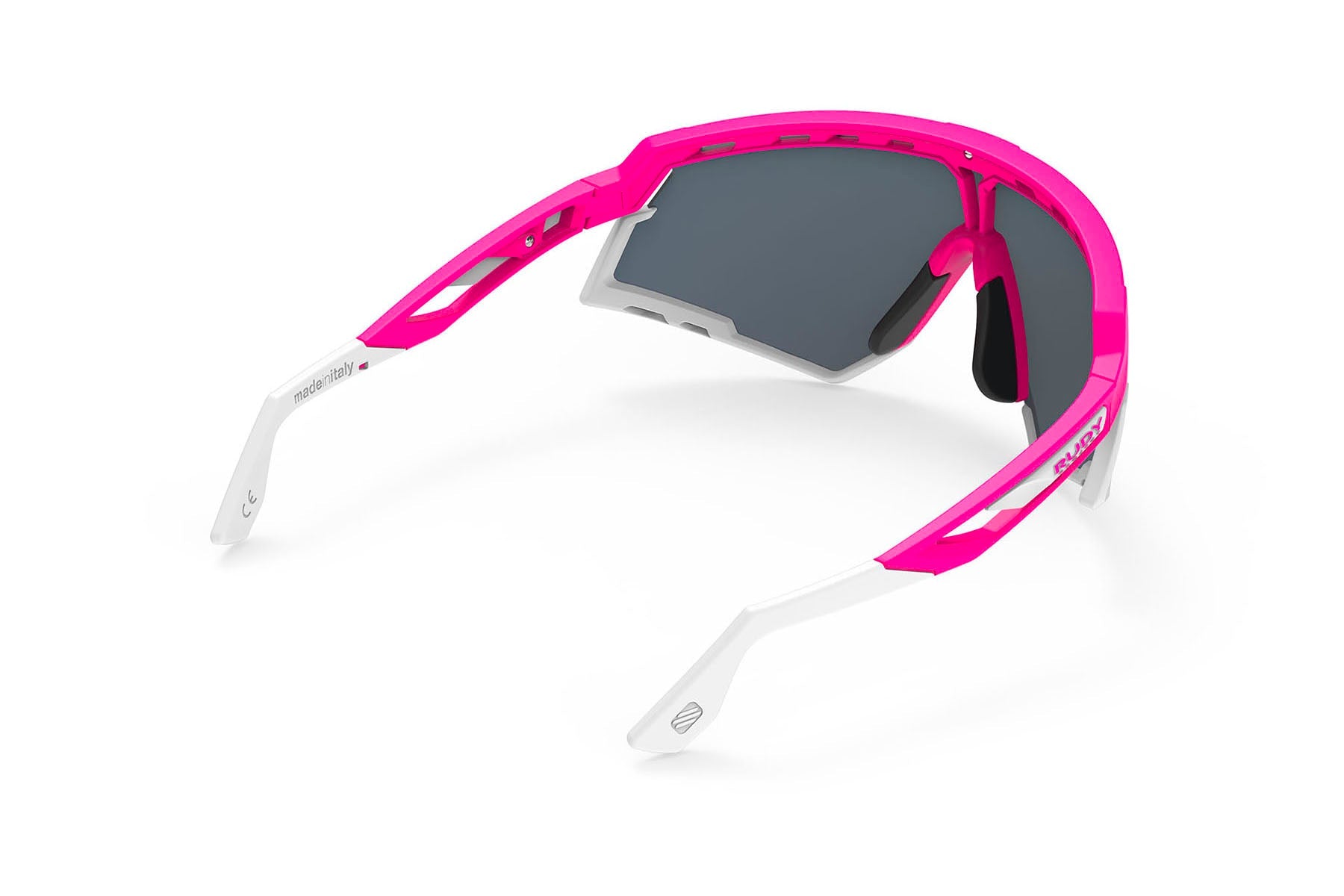 Rudy Project Defender running and cycling sport and sport prescription sunglasses#color_defender-pink-fluo-matte-frame-with-multilaser-orange-lenses-white-bumpers