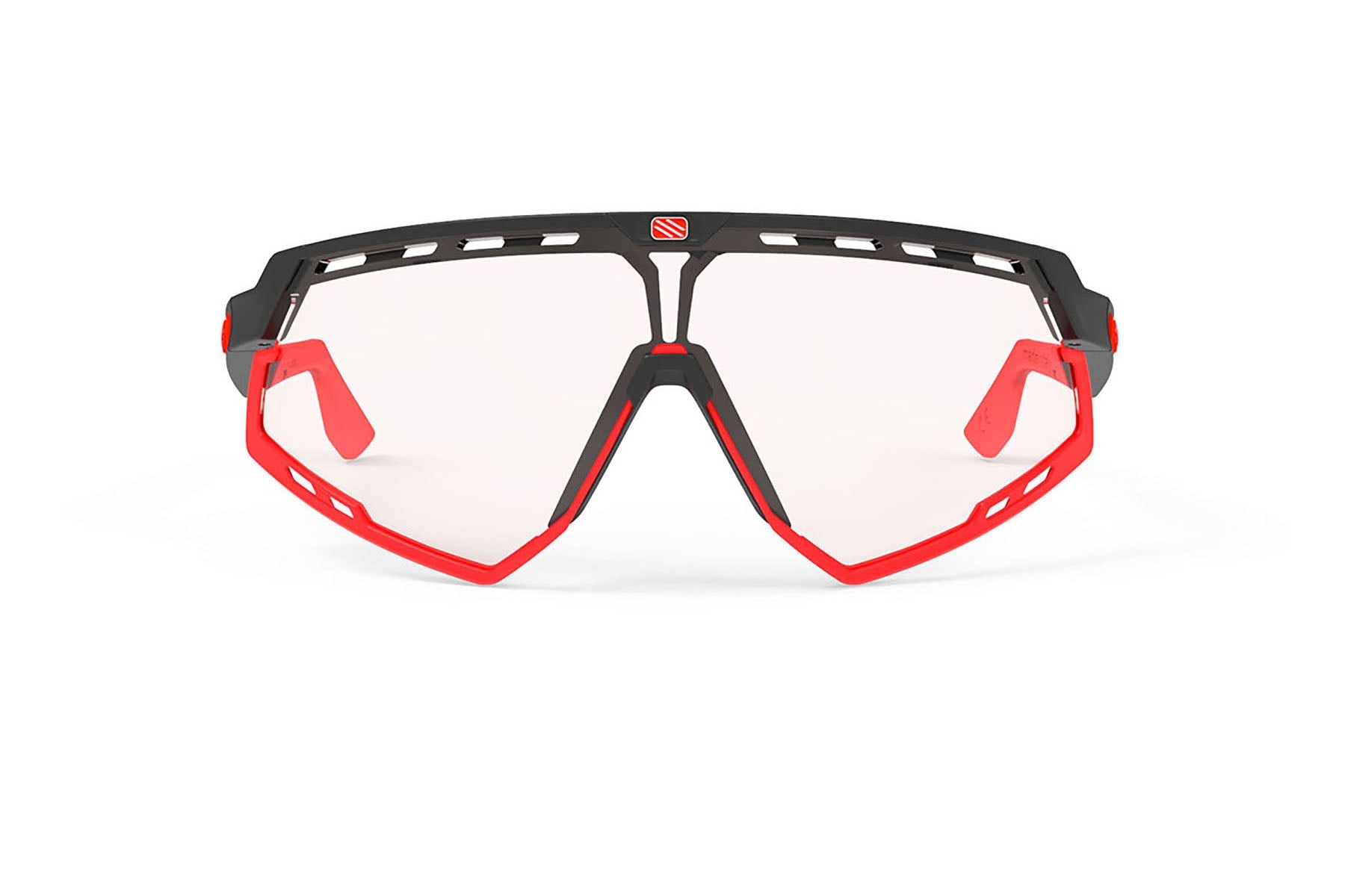 Rudy Project running and cycling sport sunglasses#color_defender-matte-black-frame-and-impactx-photochromic-2-red-lenses-red-bumpers