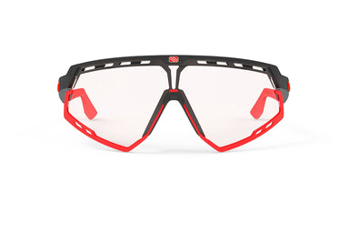 Rudy Project running and cycling sport sunglasses#color_defender-matte-black-frame-and-impactx-photochromic-2-red-lenses-red-bumpers