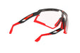 Rudy Project running and cycling sport sunglasses#color_defender-matte-black-frame-and-impactx-photochromic-2-red-lenses-red-bumpers
