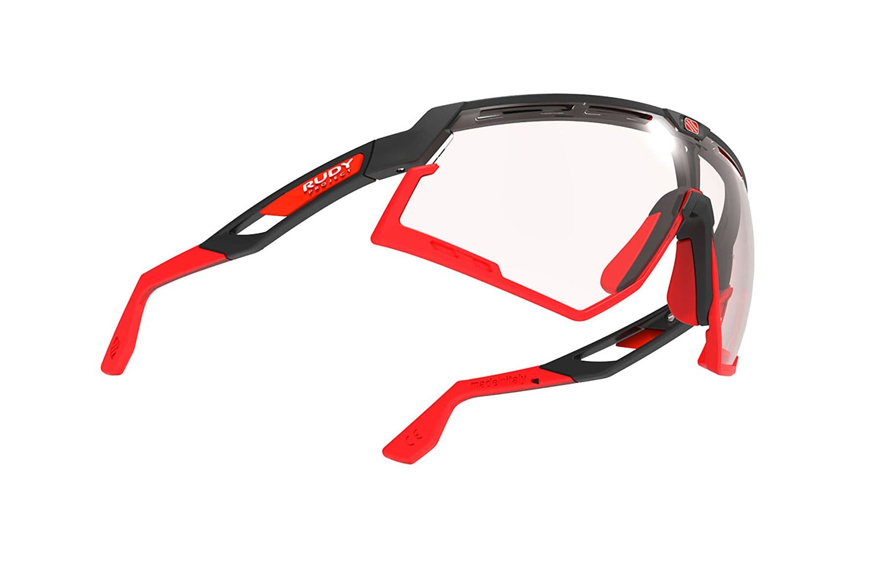 Rudy Project running and cycling sport sunglasses#color_defender-matte-black-frame-and-impactx-photochromic-2-red-lenses-red-bumpers