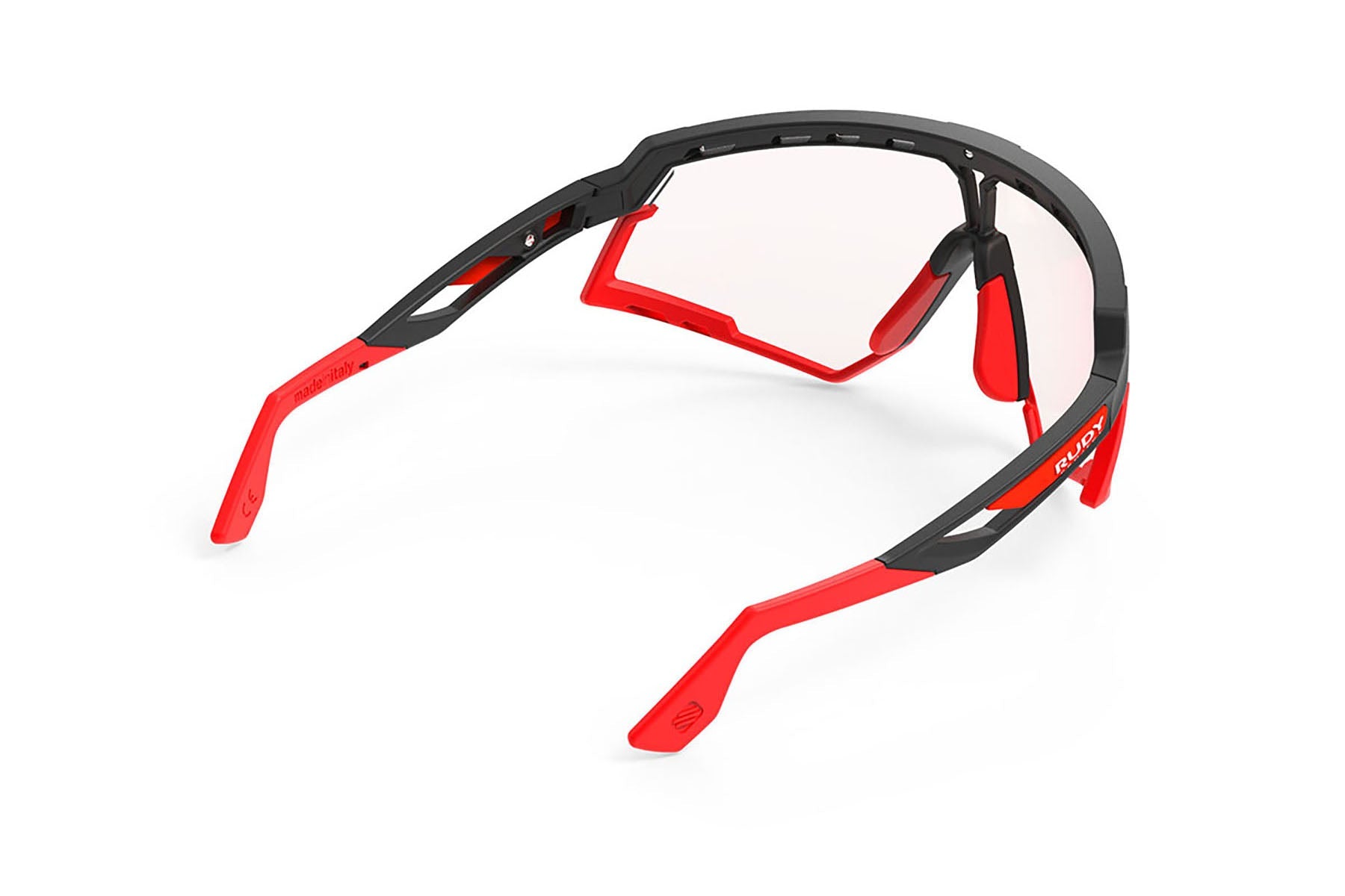 Rudy Project running and cycling sport sunglasses#color_defender-matte-black-frame-and-impactx-photochromic-2-red-lenses-red-bumpers