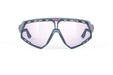 Rudy Project running and cycling sport sunglasses#color_defender-glacier-matte-frame-and-impactx-photochromic-2-laser-purple-lenses-blue-bumpers