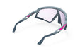 Rudy Project running and cycling sport sunglasses#color_defender-glacier-matte-frame-and-impactx-photochromic-2-laser-purple-lenses-blue-bumpers