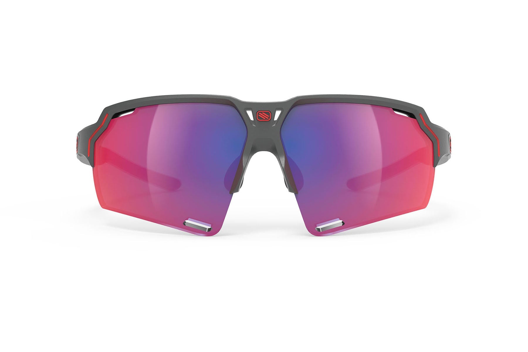 Rudy Project running and cycling sport prescription sunglasses#color_deltabeat-charcoal-matte-frame-with-multilaser-red-lenses