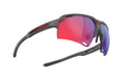 Rudy Project running and cycling sport prescription sunglasses#color_deltabeat-charcoal-matte-frame-with-multilaser-red-lenses