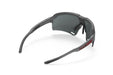 Rudy Project running and cycling sport prescription sunglasses#color_deltabeat-charcoal-matte-frame-with-multilaser-red-lenses