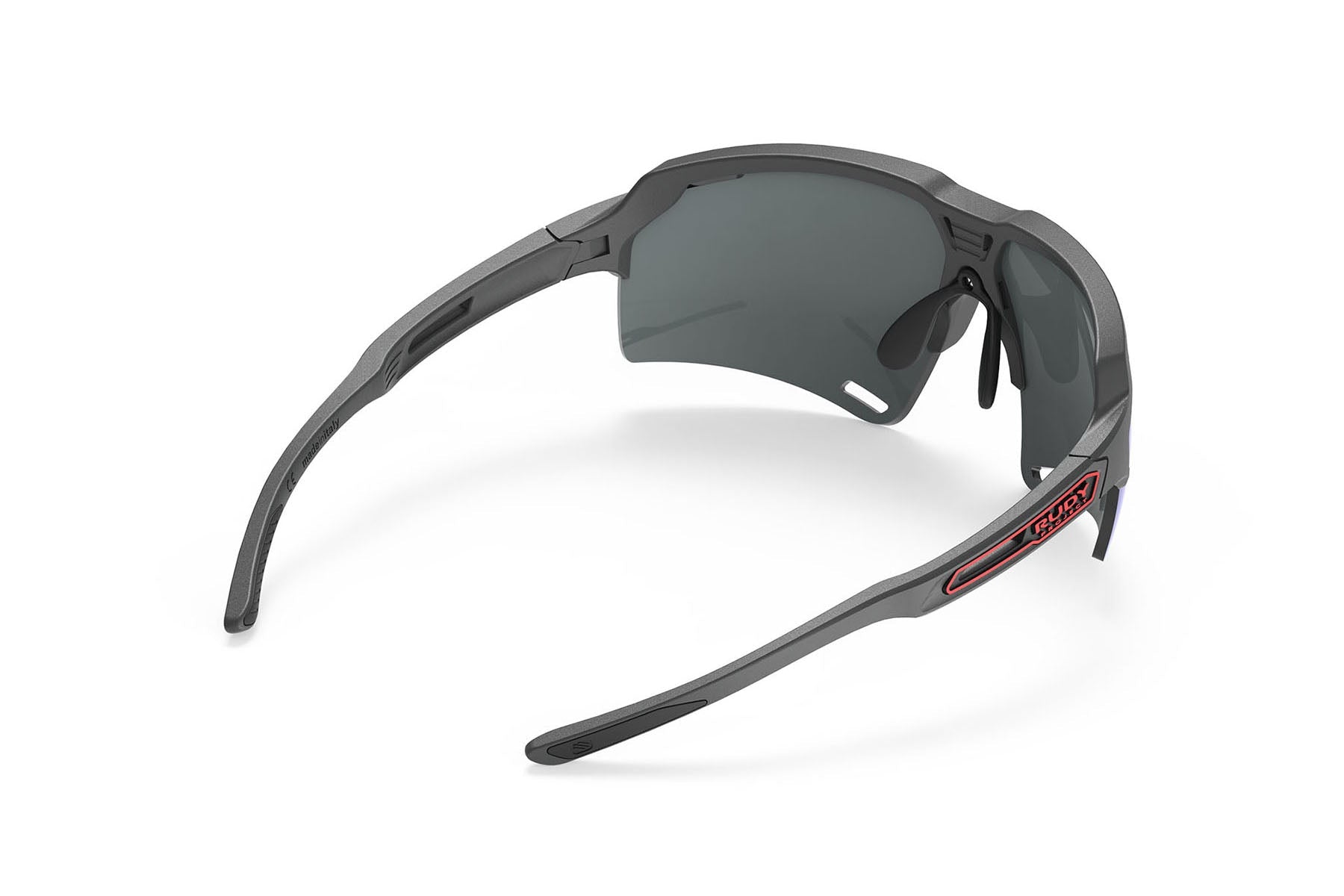 Rudy Project running and cycling sport prescription sunglasses#color_deltabeat-charcoal-matte-frame-with-multilaser-red-lenses