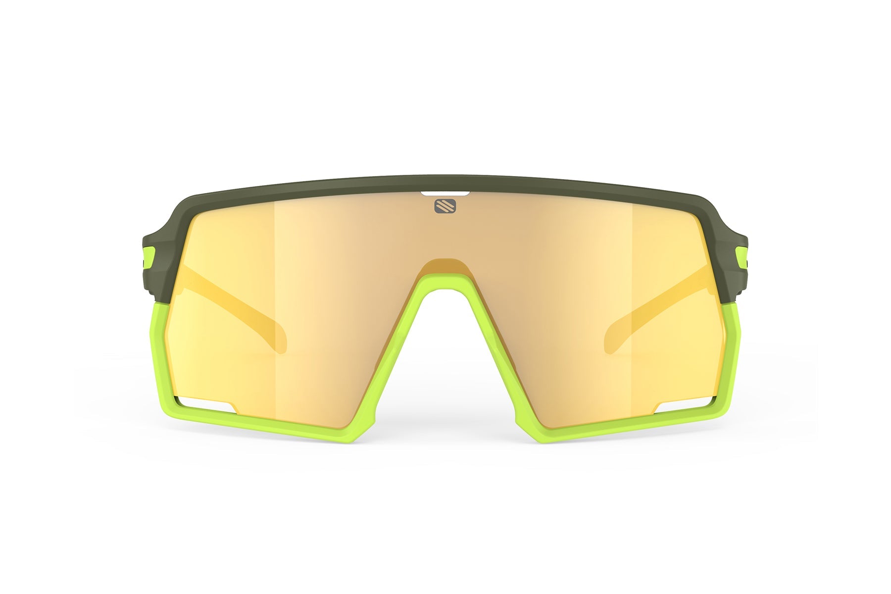 Rudy Project Kelion running, cycling, gravel and mountain biking sport shield prescription sunglasses#color_kelion-olive-matte-frame-with-multilaser-yellow-lenses