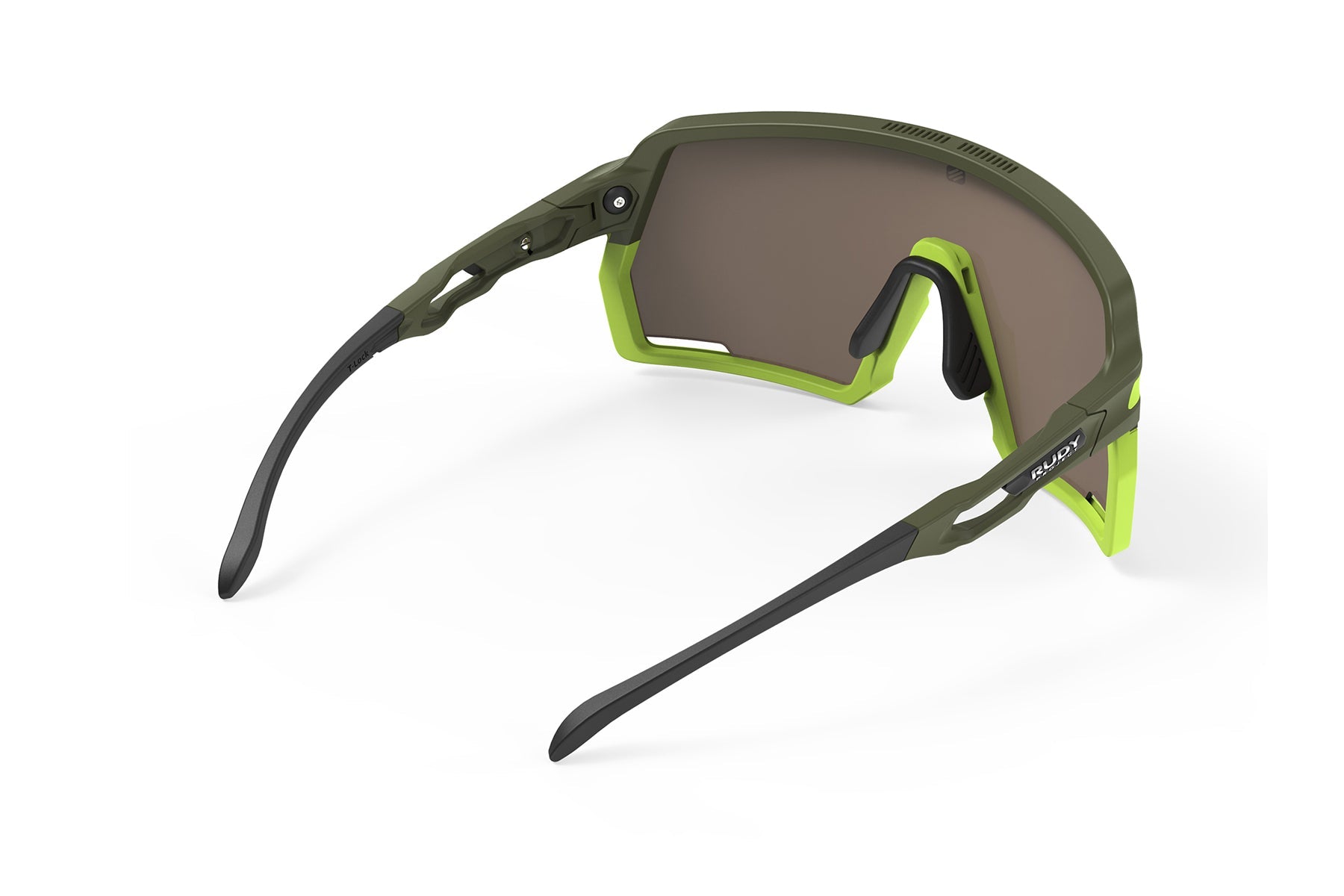 Rudy Project Kelion running, cycling, gravel and mountain biking sport shield prescription sunglasses#color_kelion-olive-matte-frame-with-multilaser-yellow-lenses