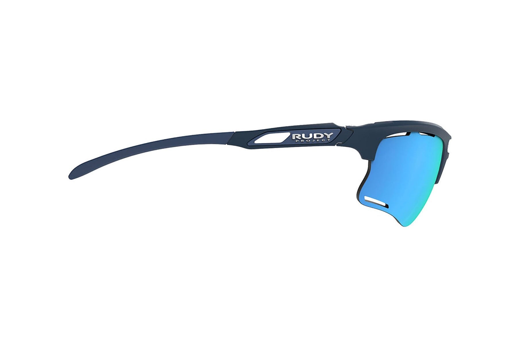Rudy Project running and cycling sport prescription sunglasses#color_keyblade-navy-blue-matte-frame-and-polar-3fx-hdr-multilaser-blue-lenses