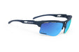 Rudy Project running and cycling sport prescription sunglasses#color_keyblade-navy-blue-matte-frame-and-polar-3fx-hdr-multilaser-blue-lenses