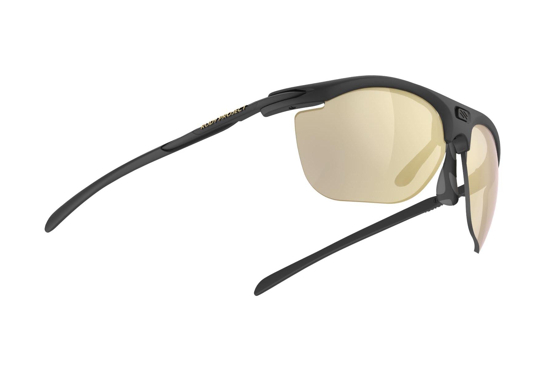 Rudy Project prescription ready running and cycling womens sport sunglasses#color_rydon-slim-curva-matte-black-frame-with-multilaser-gold-lenses