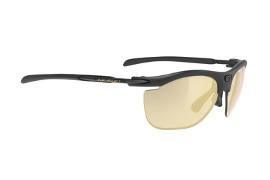 Rudy Project prescription ready running and cycling womens sport sunglasses#color_rydon-slim-curva-matte-black-frame-with-multilaser-gold-lenses