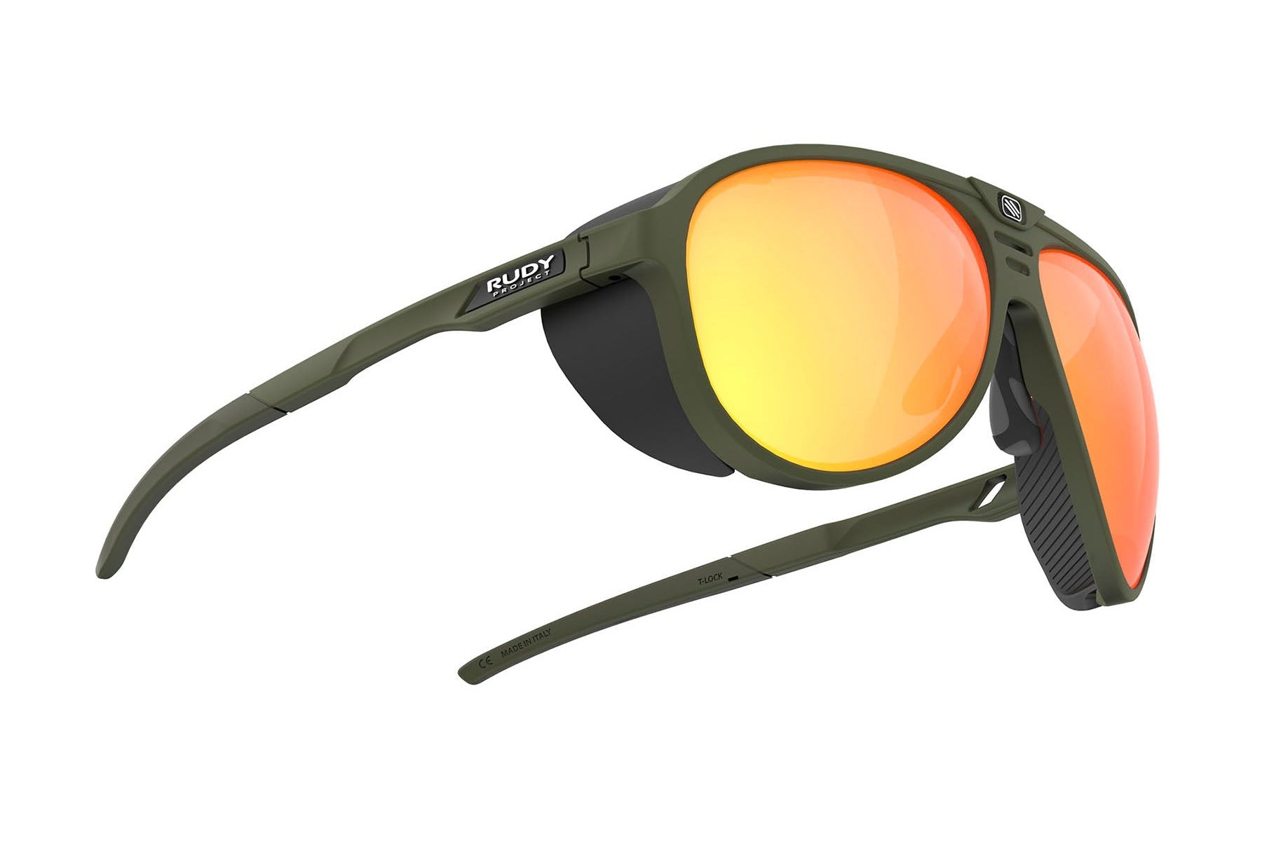 Rudy Project Stardash prescription hiking and glacier sport sunglasses#color_stardash-olive-matte-with-multilaser-orange-lenses