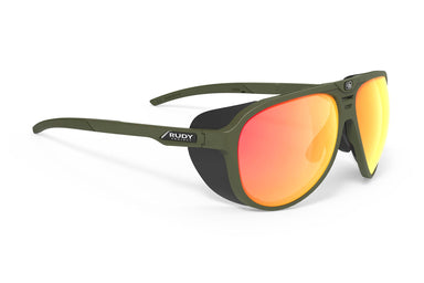 Rudy Project Stardash prescription hiking and glacier sport sunglasses#color_stardash-olive-matte-with-multilaser-orange-lenses