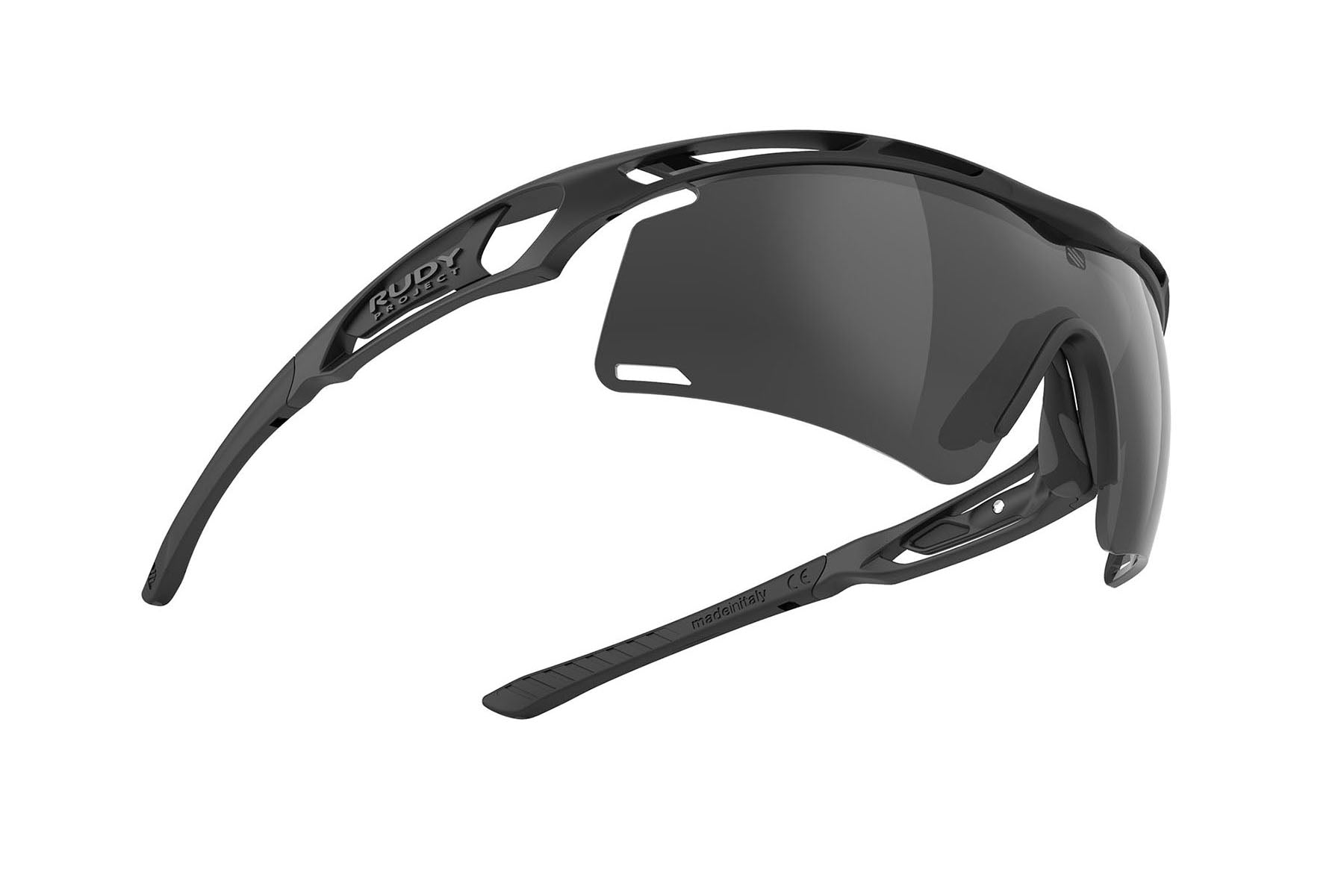 Rudy Project Tralyx running and cycling sport shield prescription sunglasses#color_tralyx-plus-matte-black-frame-with-smoke-black-lenses