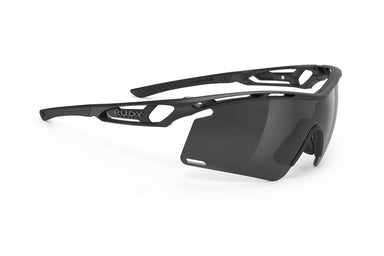 Rudy Project Tralyx running and cycling sport shield prescription sunglasses#color_tralyx-plus-matte-black-frame-with-smoke-black-lenses