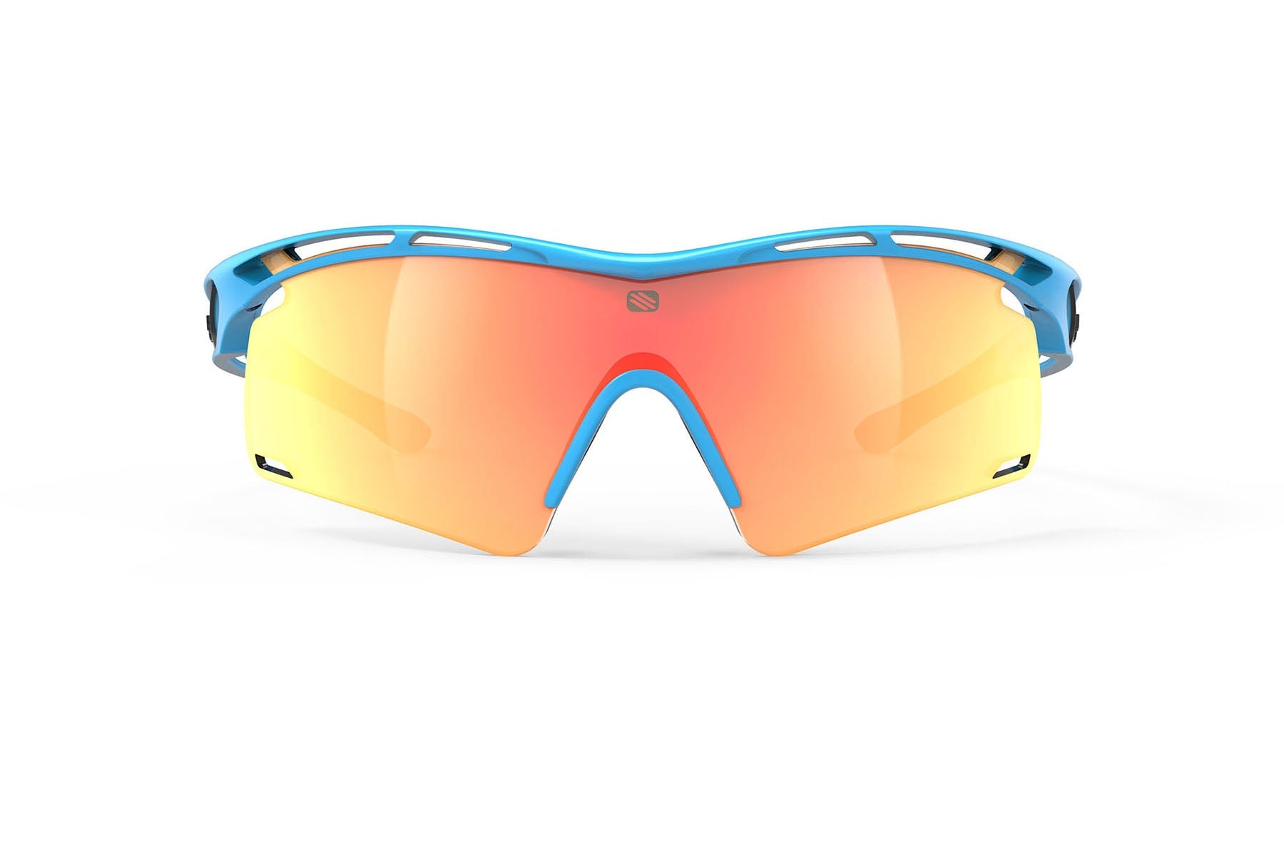 Rudy Project Tralyx running and cycling sport shield prescription sunglasses#color_tralyx-plus-azur-matte-frame-with-multilaser-orange-lenses