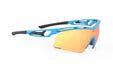 Rudy Project Tralyx running and cycling sport shield prescription sunglasses#color_tralyx-plus-azur-matte-frame-with-multilaser-orange-lenses