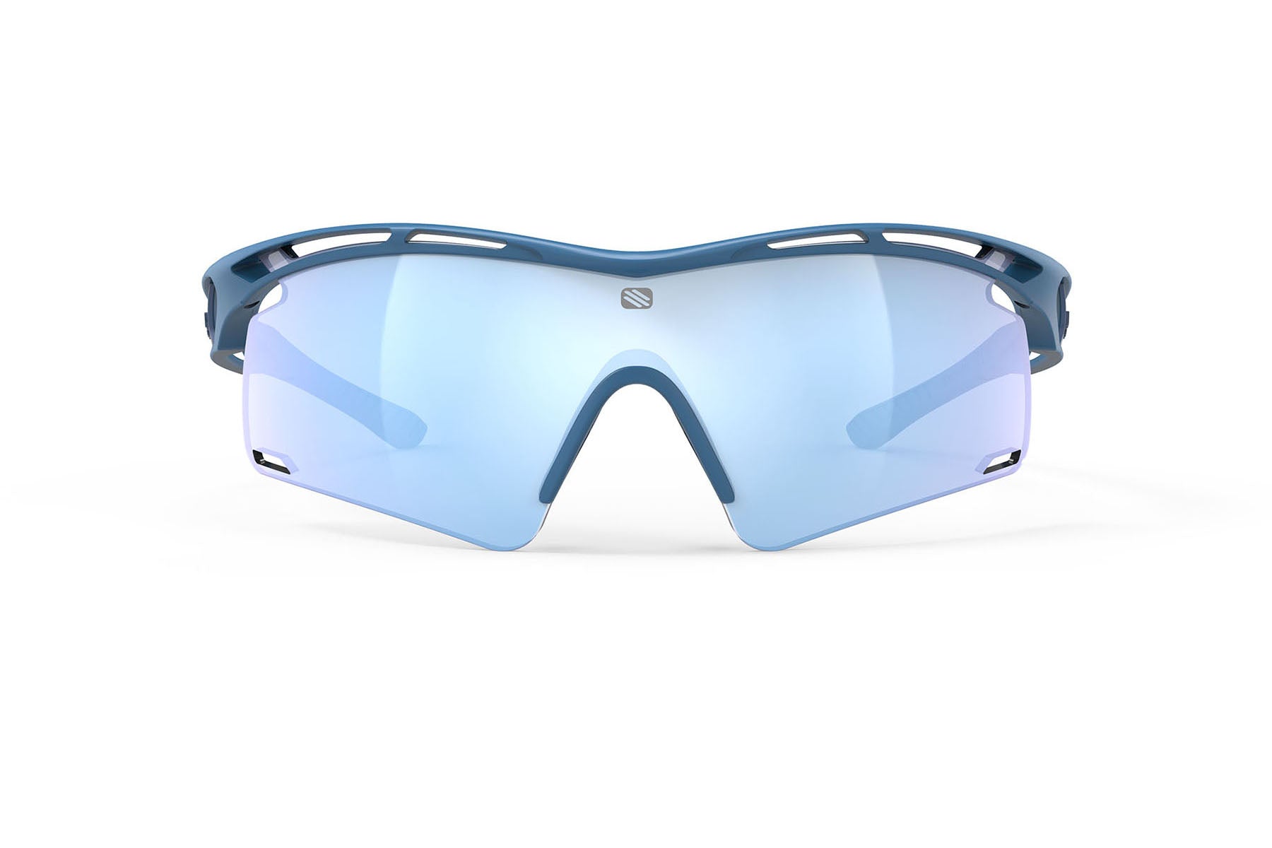 Rudy Project Tralyx running and cycling sport shield prescription sunglasses#color_tralyx-plus-pacific-blue-matte-frame-with-multilaser-ice-lenses