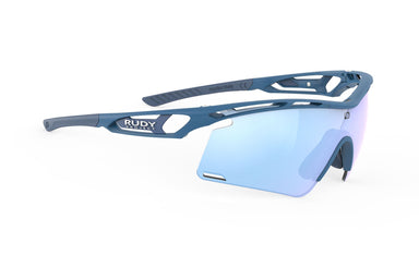 Rudy Project Tralyx running and cycling sport shield prescription sunglasses#color_tralyx-plus-pacific-blue-matte-frame-with-multilaser-ice-lenses