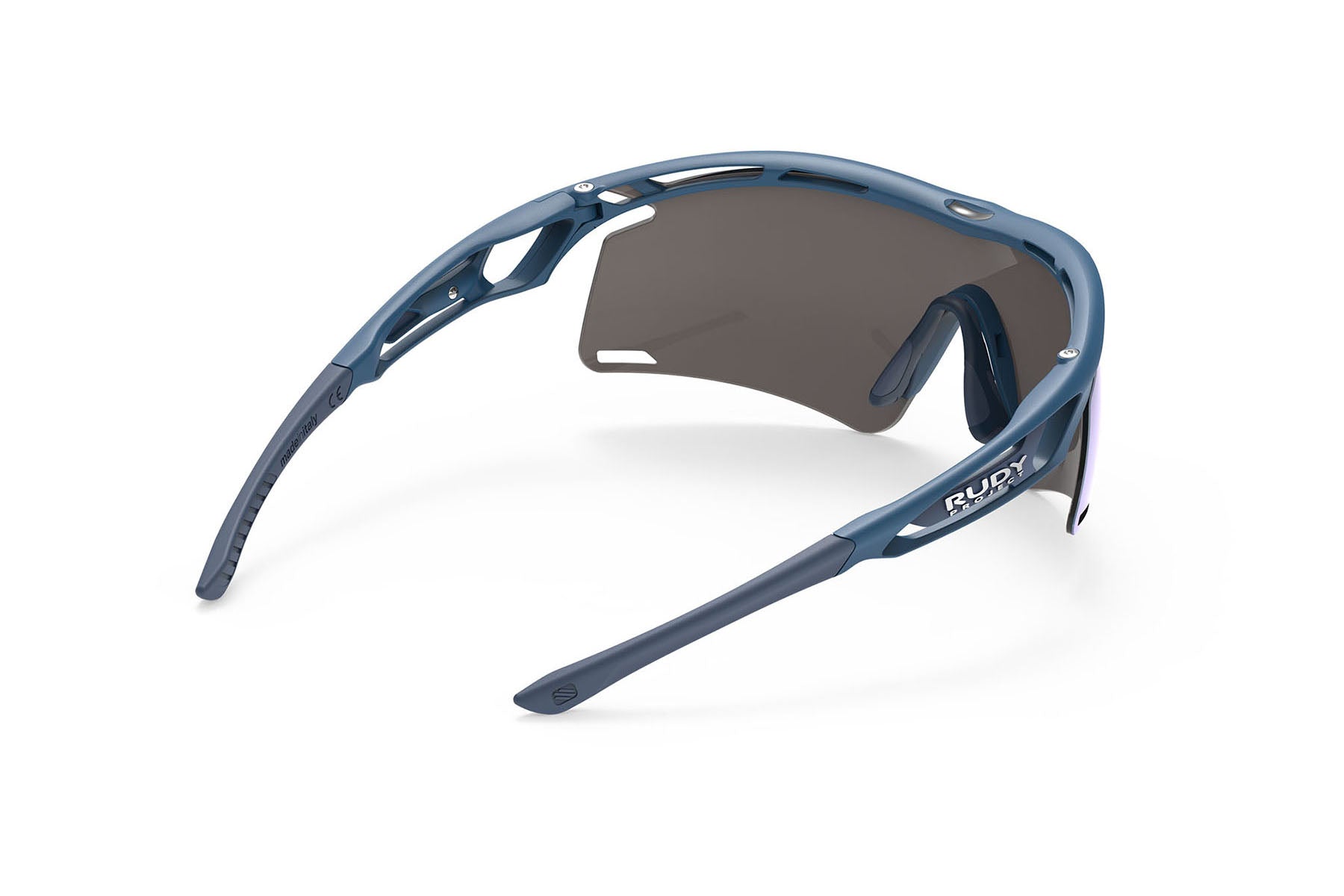 Rudy Project Tralyx running and cycling sport shield prescription sunglasses#color_tralyx-plus-pacific-blue-matte-frame-with-multilaser-ice-lenses