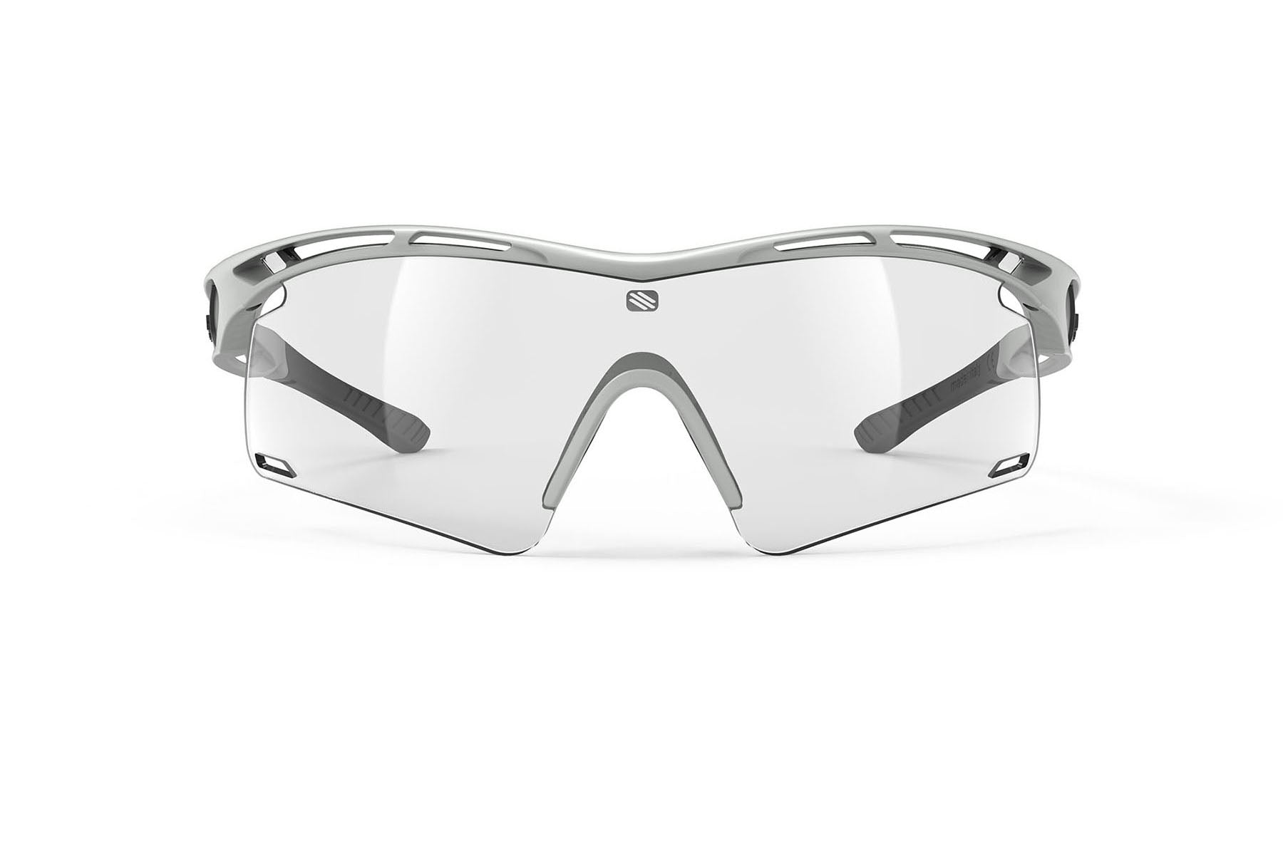 Rudy Project Tralyx running and cycling sport shield prescription sunglasses#color_tralyx-plus-light-grey-matte-frame-with-impactx-photochromic-2-black-lenses