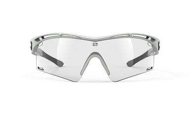 Rudy Project Tralyx running and cycling sport shield prescription sunglasses#color_tralyx-plus-light-grey-matte-frame-with-impactx-photochromic-2-black-lenses