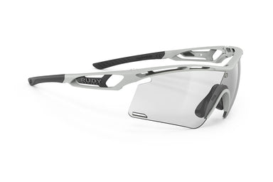 Rudy Project Tralyx running and cycling sport shield prescription sunglasses#color_tralyx-plus-light-grey-matte-frame-with-impactx-photochromic-2-black-lenses