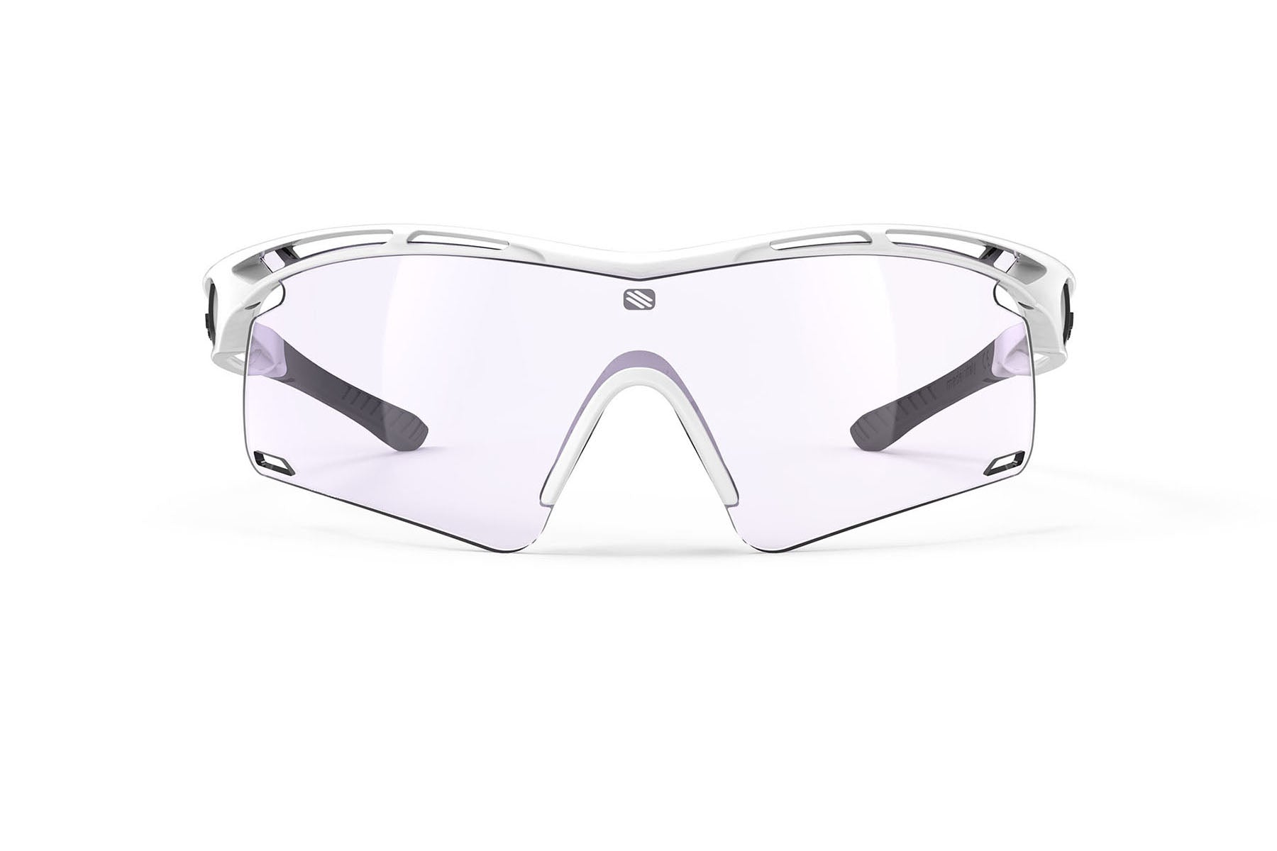 Rudy Project Tralyx running and cycling sport shield prescription sunglasses#color_tralyx-plus-white-gloss-frame-with-impactx-photochromic-2-laser-purple-lenses