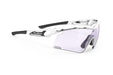 Rudy Project Tralyx running and cycling sport shield prescription sunglasses#color_tralyx-plus-white-gloss-frame-with-impactx-photochromic-2-laser-purple-lenses