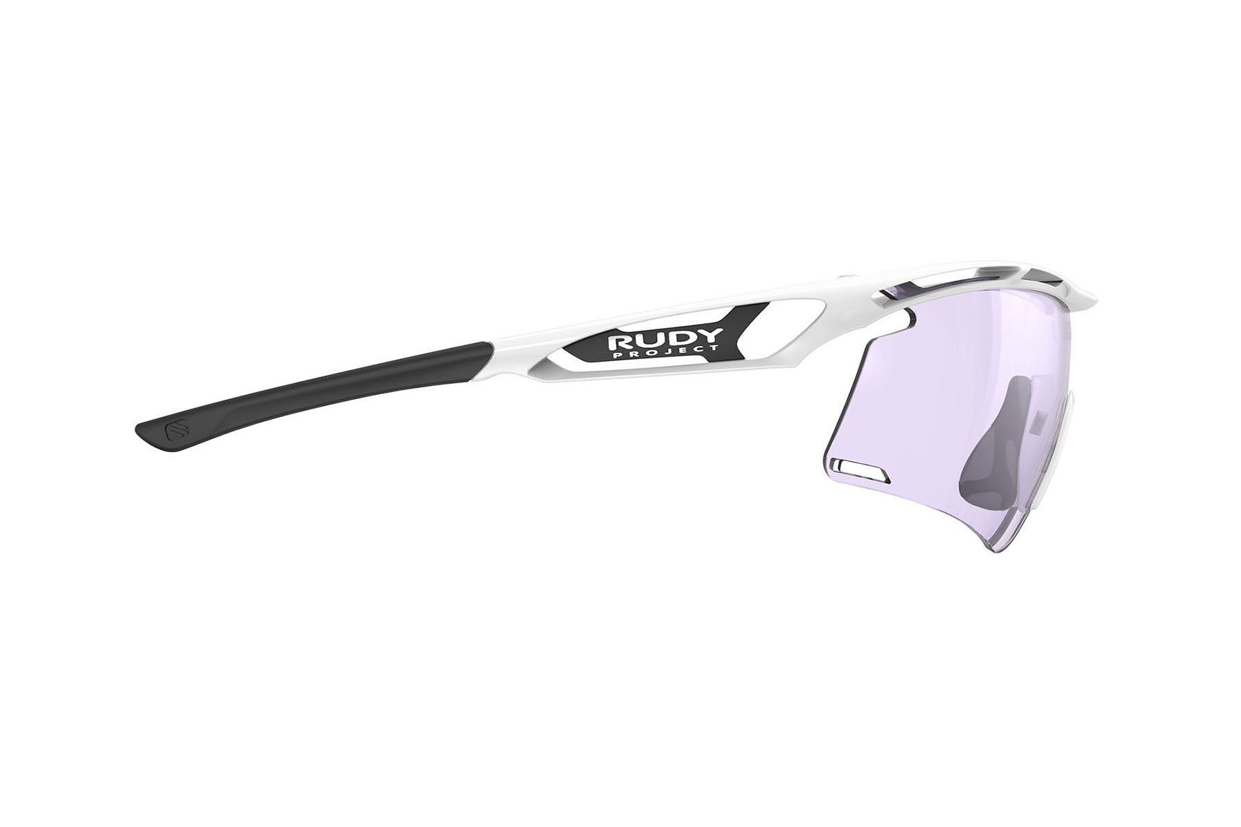 Rudy Project Tralyx running and cycling sport shield prescription sunglasses#color_tralyx-plus-white-gloss-frame-with-impactx-photochromic-2-laser-purple-lenses